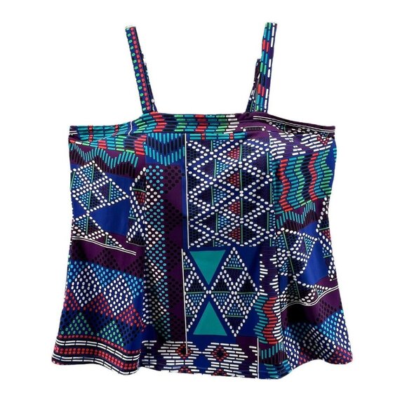 Romans Swim Suit Size 22 W Tankini and Skirt Bottoms Blue Multi Color EUC - Picture 3 of 9